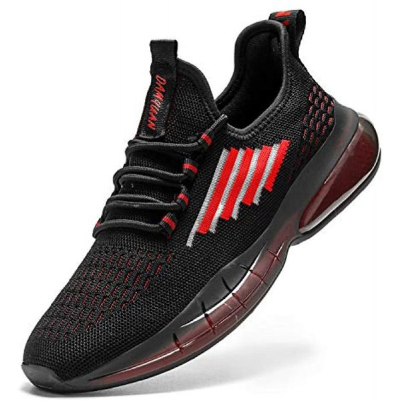 Damyuan Mens Running Walking Gym Athletic Tennis Blade Shoes Fashion Breathable Sneakers Black-Red